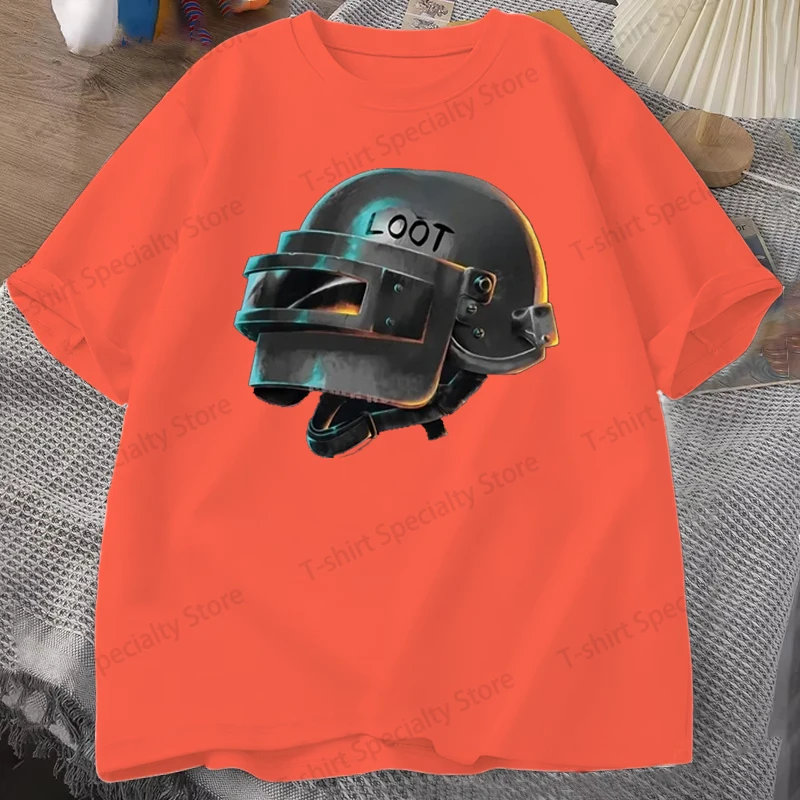 Neues modisches T-Shirt mit PlayerUnknown's Battlegrounds-Helm-Aufdruck, Unisex, modisches Helm-Loot-Freizeit-Kurzarmshirt – Detail 7