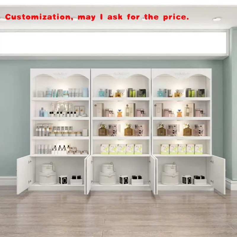 custom.LED Lighting Supplied Makeup Store Display Showcase Cosmetic Shop Interior Decoration Design