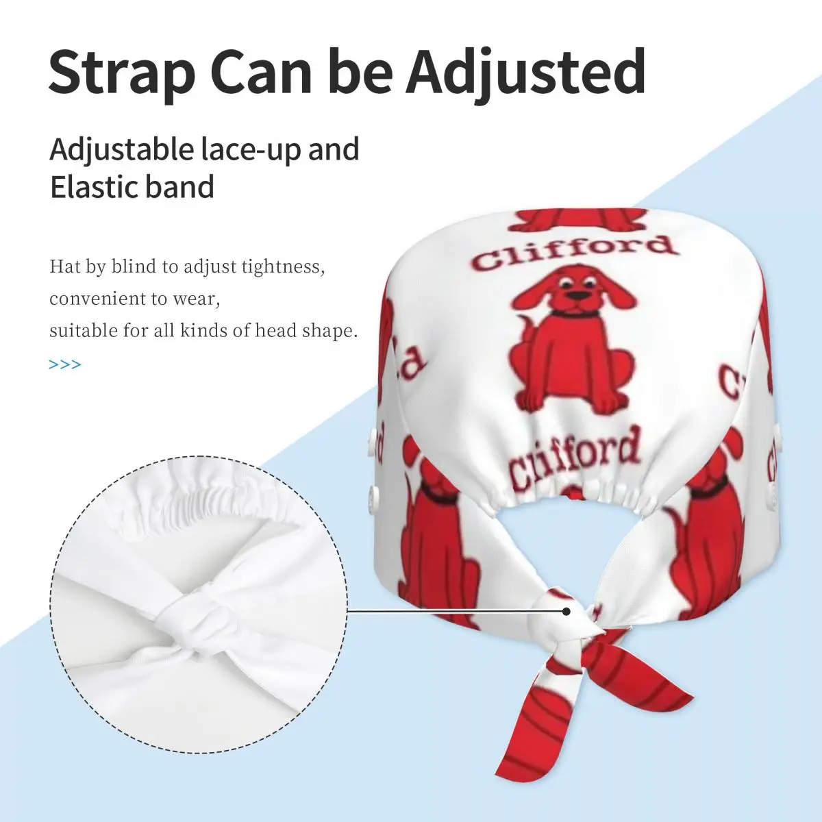 Clifford The Big Red Dog Scrub Hat Doctor Working Surgical Cap Men Women Adjustable Nursing Caps for Dentist - view 3