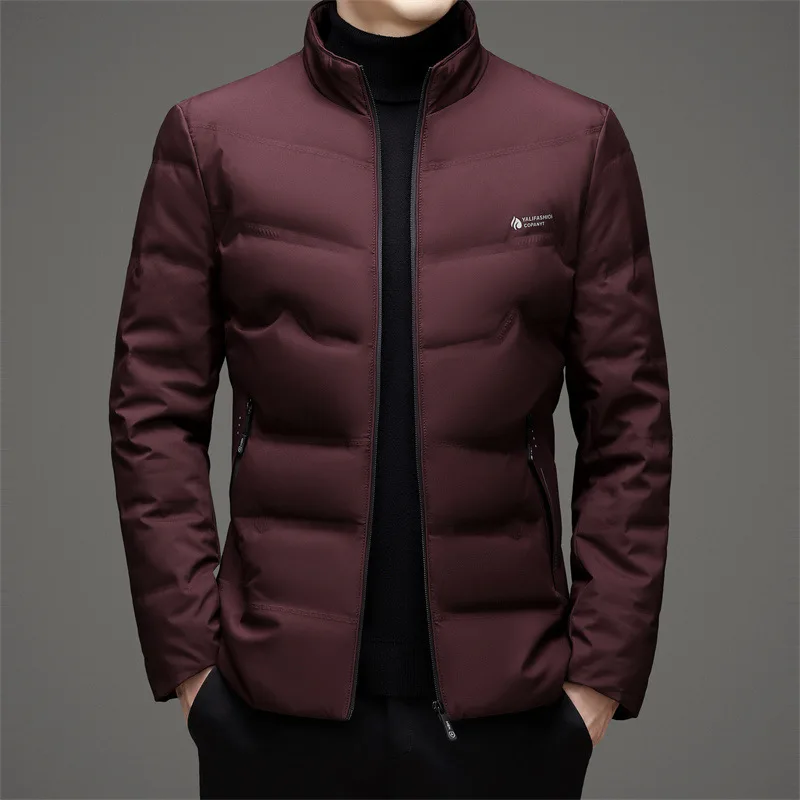 Mantel bulu angsa putih pria, pakaian luar JK-011 jaket bulu angsa musim dingin kerah berdiri Slim Fit 80%