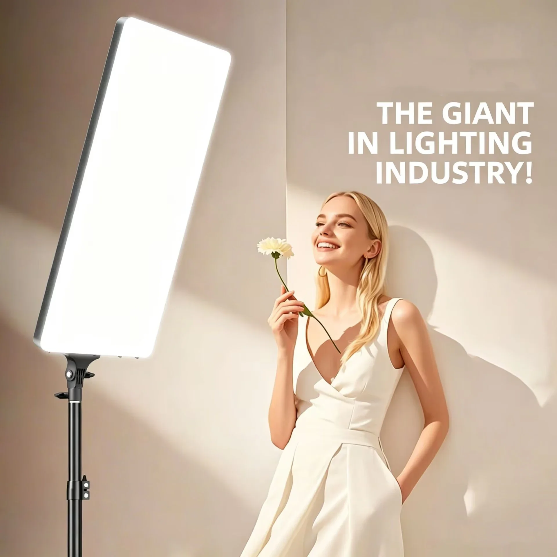 LED Fill Light Panel with 2.8M Boom Stand Remote Control Dimmable 3 Color Temperature Overhead Shot Photography Studio Lamp