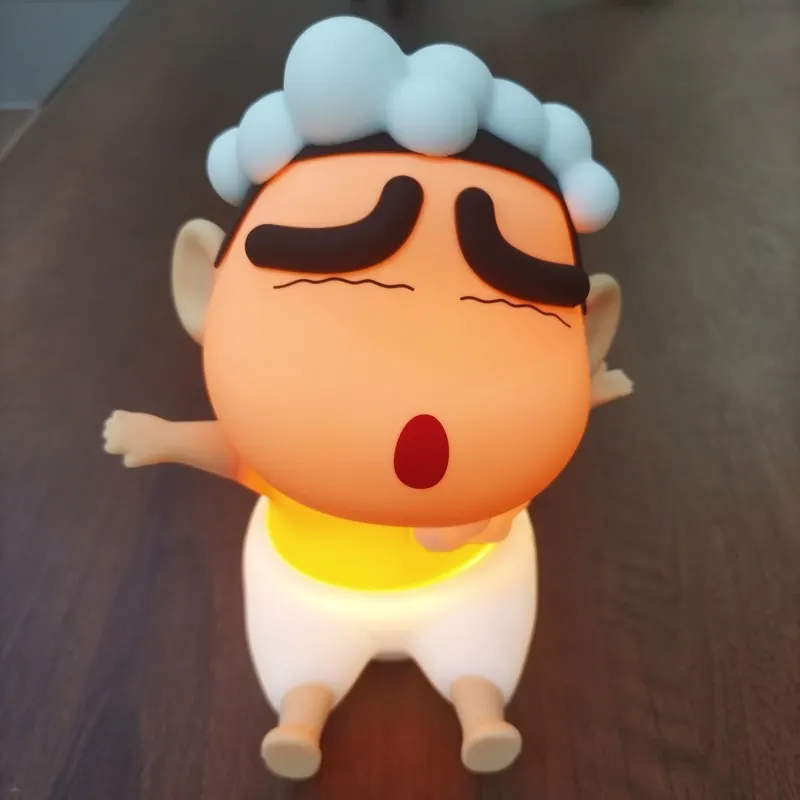 

Crayon Shin-Chan Figures Night Light Kawaii Anime Desktop Ornaments Cartoon Watching TV Atmosphere Nightlight Cute Doll Gifts