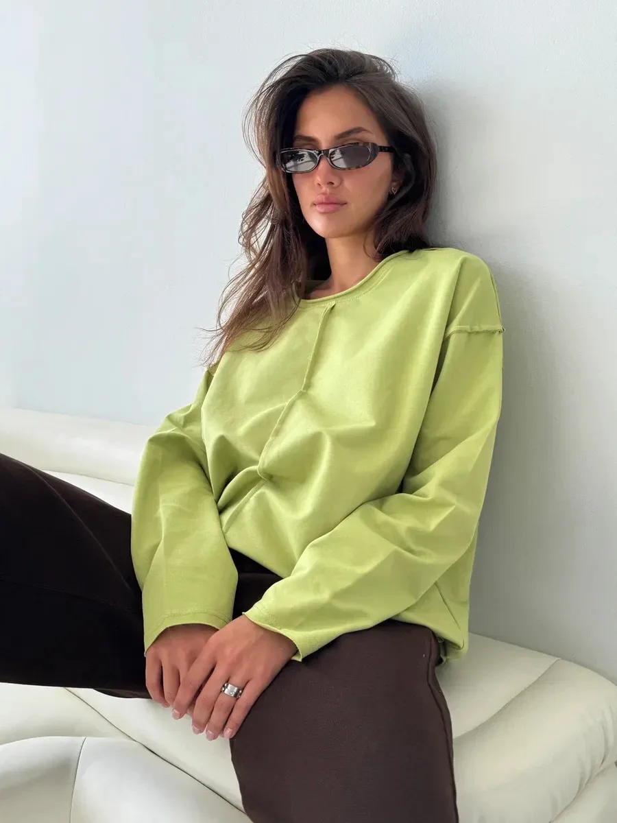 Women  Sweatshirts O Neck Oversize Tops Long Sleeve Women's Basic Sweatshirts Oversize For Women Loose Clothing