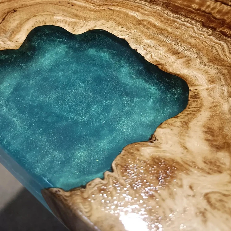 Unique Restaurant Dining Tables Solid Walnut Wood Slabs Clear Live Edge Epoxy Resin River Table Top