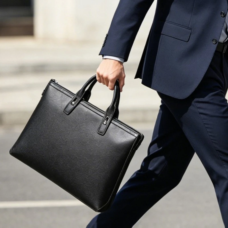 2026 new High-end Genuine Leather Men Briefcase Bag Business Laptop Bag Meeting Document Anti theft password lock Handbag cowhid