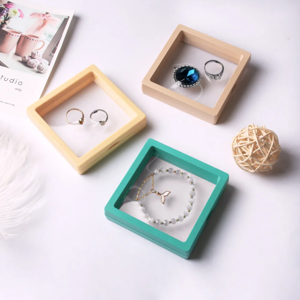 

Transparent PE Film Jewelry Box Colorful Frame Gifts Packaging Earrings Ring Necklace Display Storage Case Jewelry Organizer