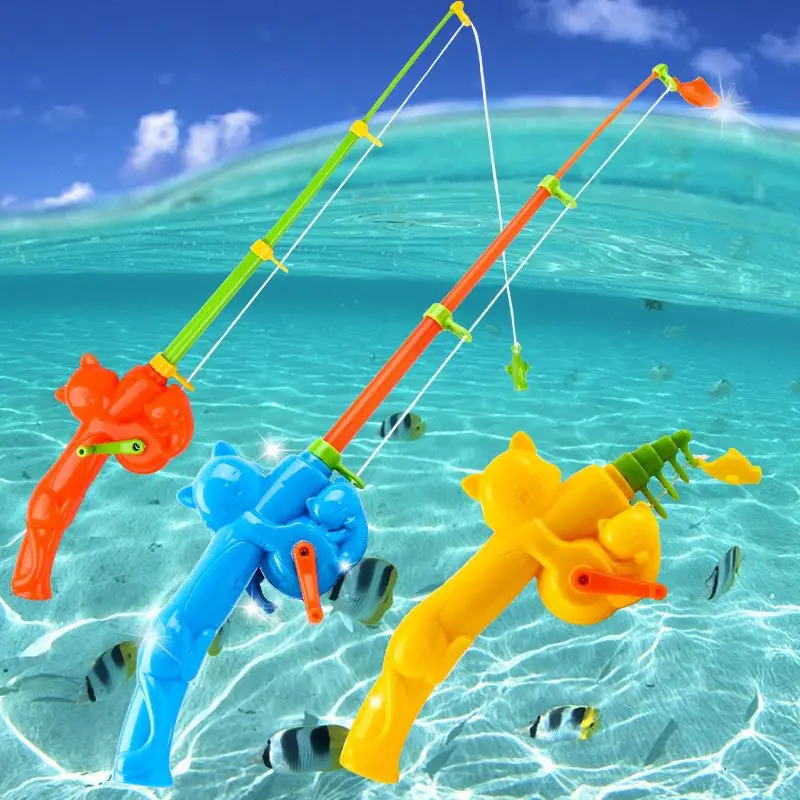 1PCS Fishing Games Children 42cm Magnetic Rod Toy Plastic Retractable Pole for Kids