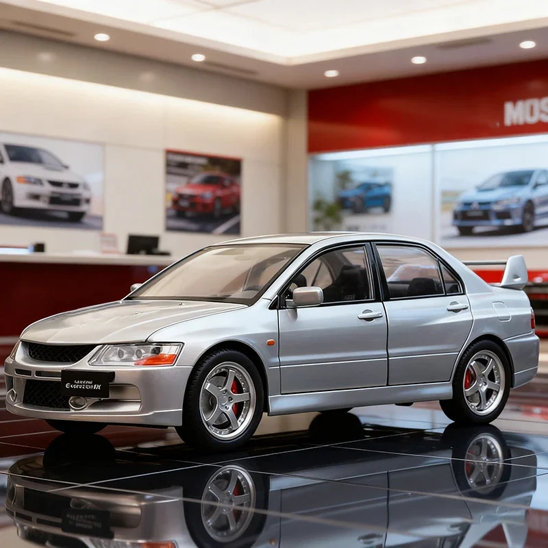 NUOVO 1:24 Lancer Evolution IX EVO9 Modello di auto in lega Suono e luce Tirare indietro Giocattolo per bambini Da collezione Regalo di compleanno