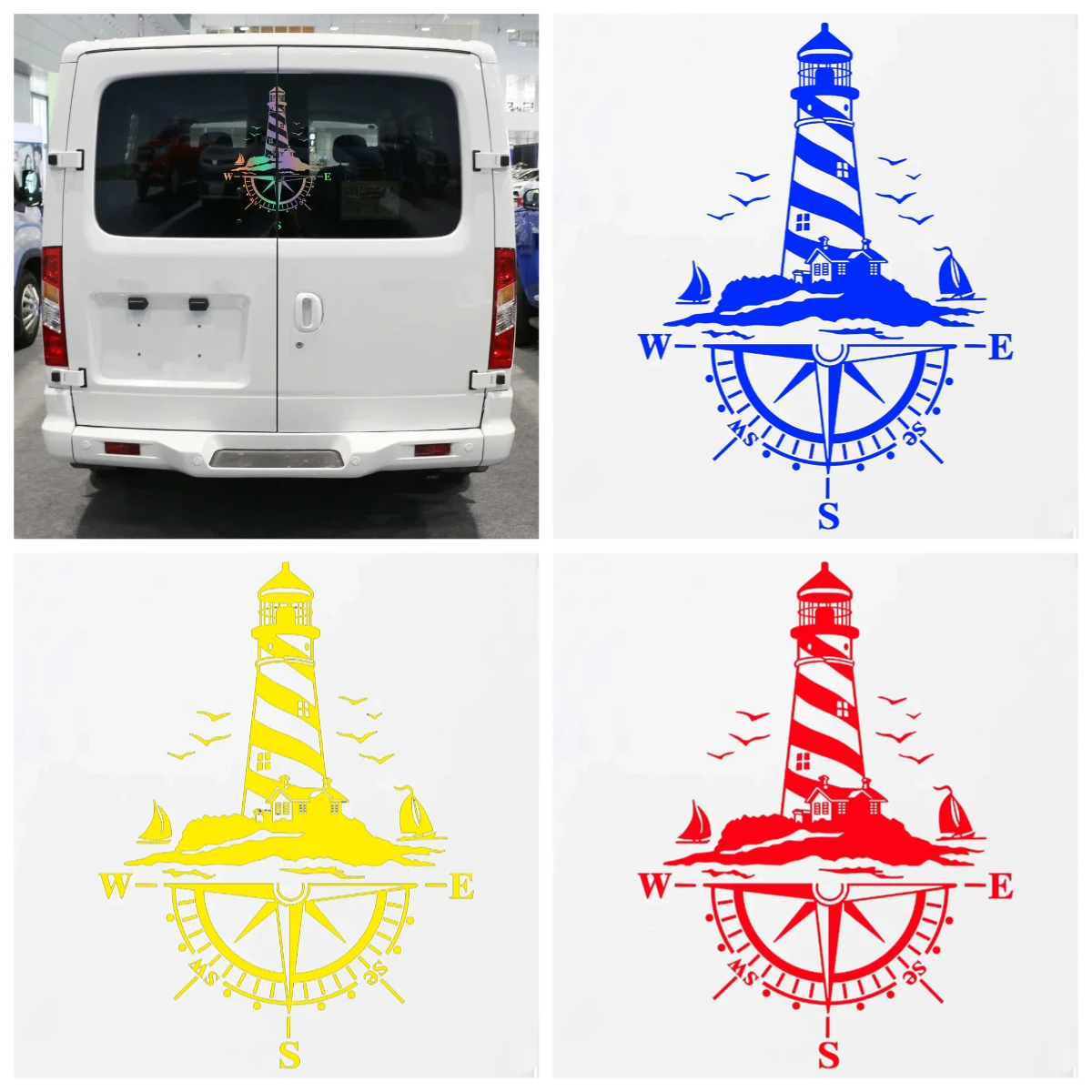 

RV Sticker Camping Theme Decoration Lighthouse Compass Car Sticker Waterproof Vinyl Car Motorcycle Decal