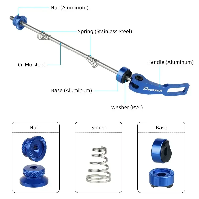 Cr-Mo Steel Skewer Bicycle Quick Release Front Rear Axle MTB 100/135mm Spaced Hub QR Lever Road Bike Wheelset Fastener Firm Lock