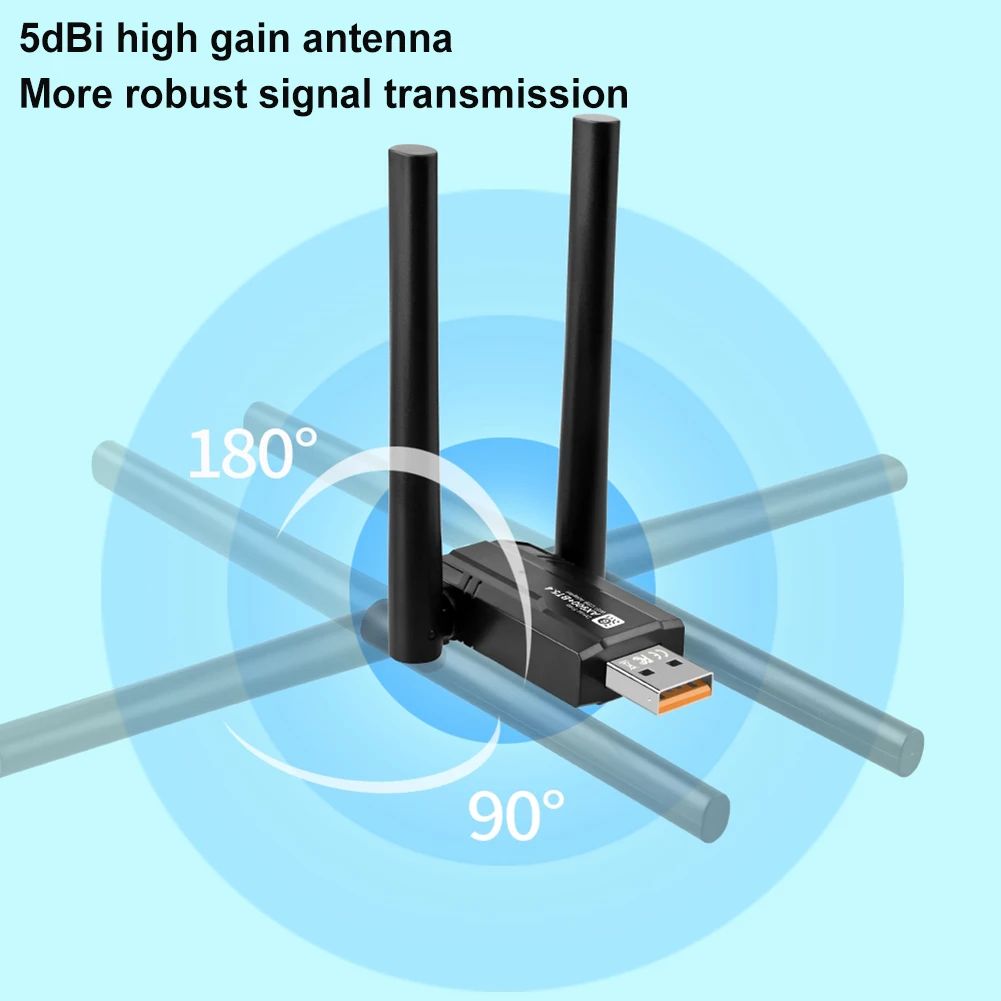 Driver-Free Wireless Network Card Bluetooth-Compatible 5.4 USB WiFi Dongle Dual-Band 2.4G&5GHz for Laptop Windows 10 11