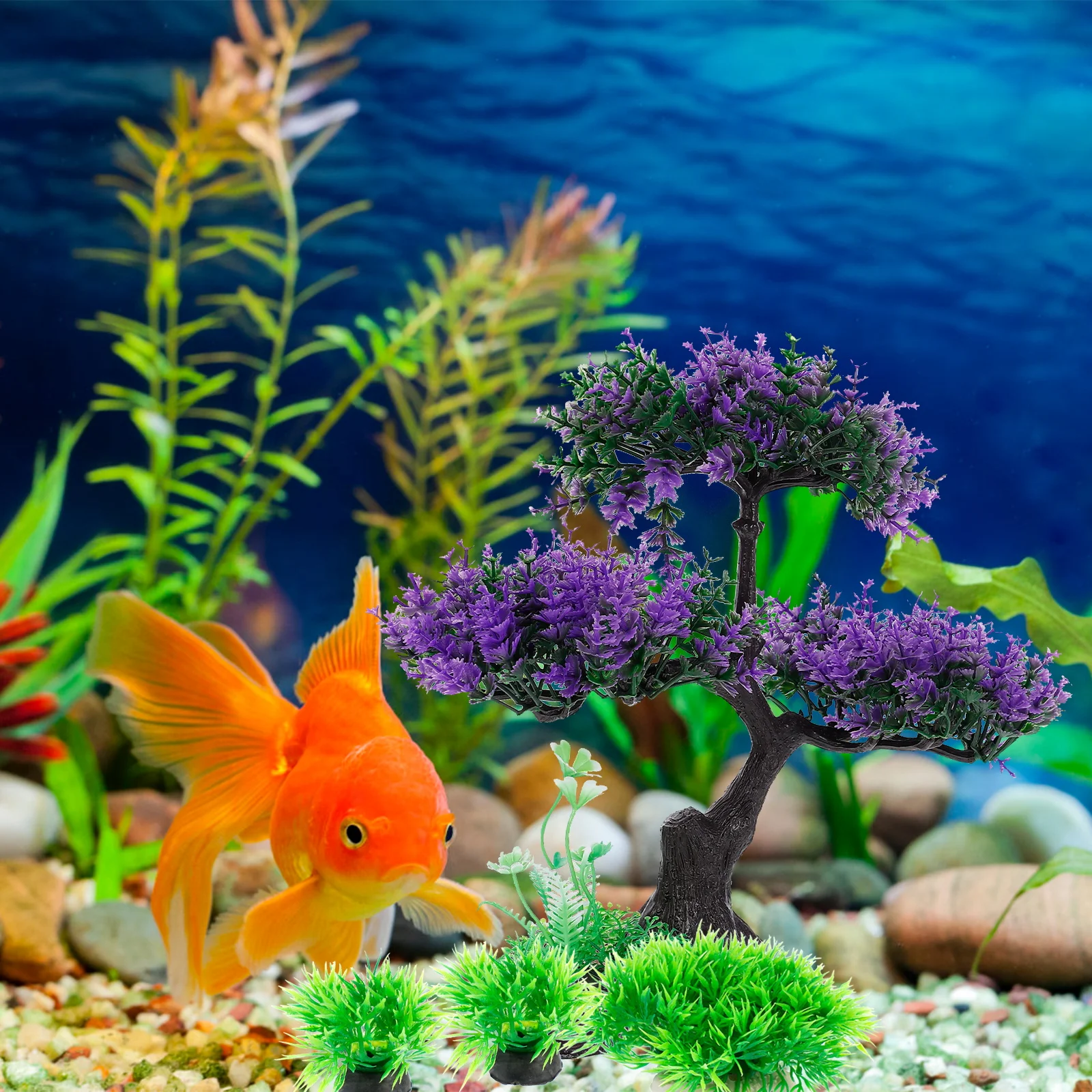 

4 Pcs Fake Grass for Tank Faux Plant Plastic Aquarium Plants Fish Decorative Landscaping Artificial Water Decorations