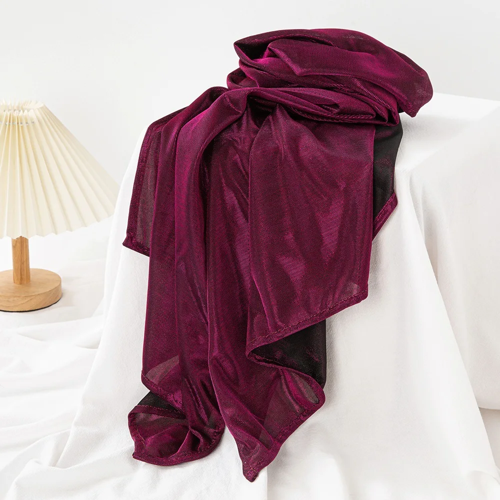 Nouveau Foulard lumineux couleur unie brillant longue écharpe femmes châle enveloppement musulman Hijab Turban Bandanas Bufanda Foulard Turbante Mujer