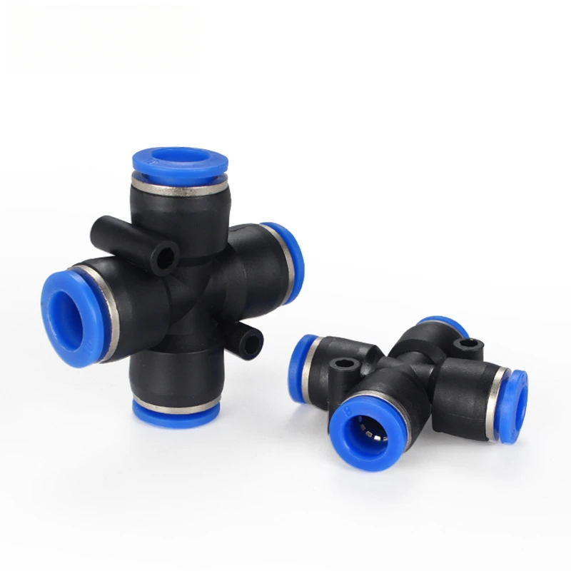 10pcs  PNEUMATIC QUICK CONNECT FITTINGS, PU TUBE CROSS 4-WAY CONNECTOR PZA-4-6-8-10-12, PUSH-IN AIR PUMP CONNECTORS UNIVERSAL