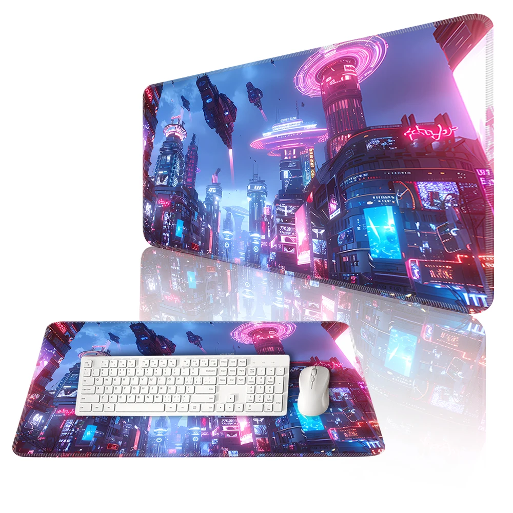 Cyber Punks Keyboard Pads Large Gaming Mouse Pad Anime Rubber Mat Cool Deskmat Desk Protector Mousepad Gamer Pc Accessories S33