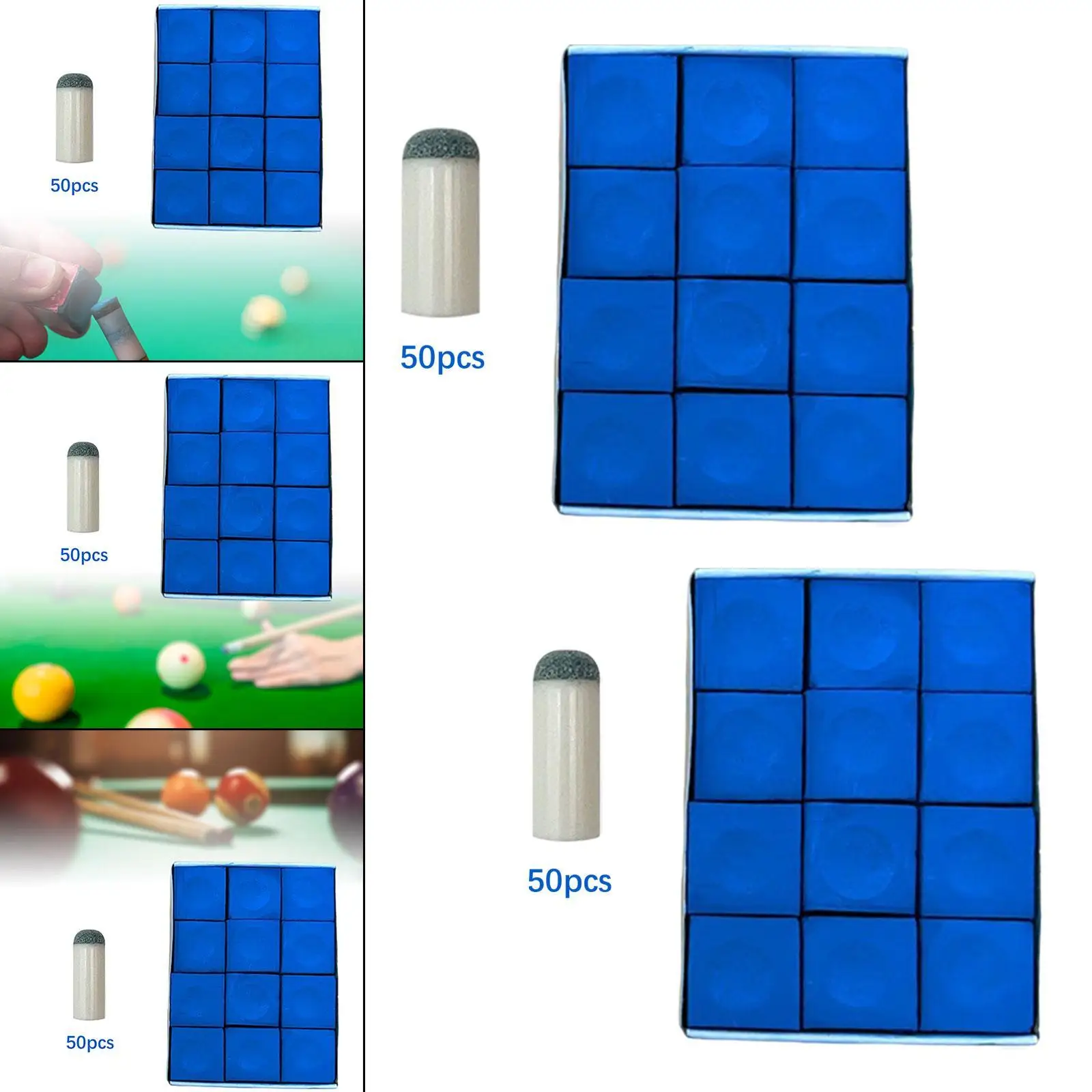 

Billiard Cue Tips Replacement Set Lightweight PP Slip on End Covers with Chalk for Snooker and Pool Table Maintenance