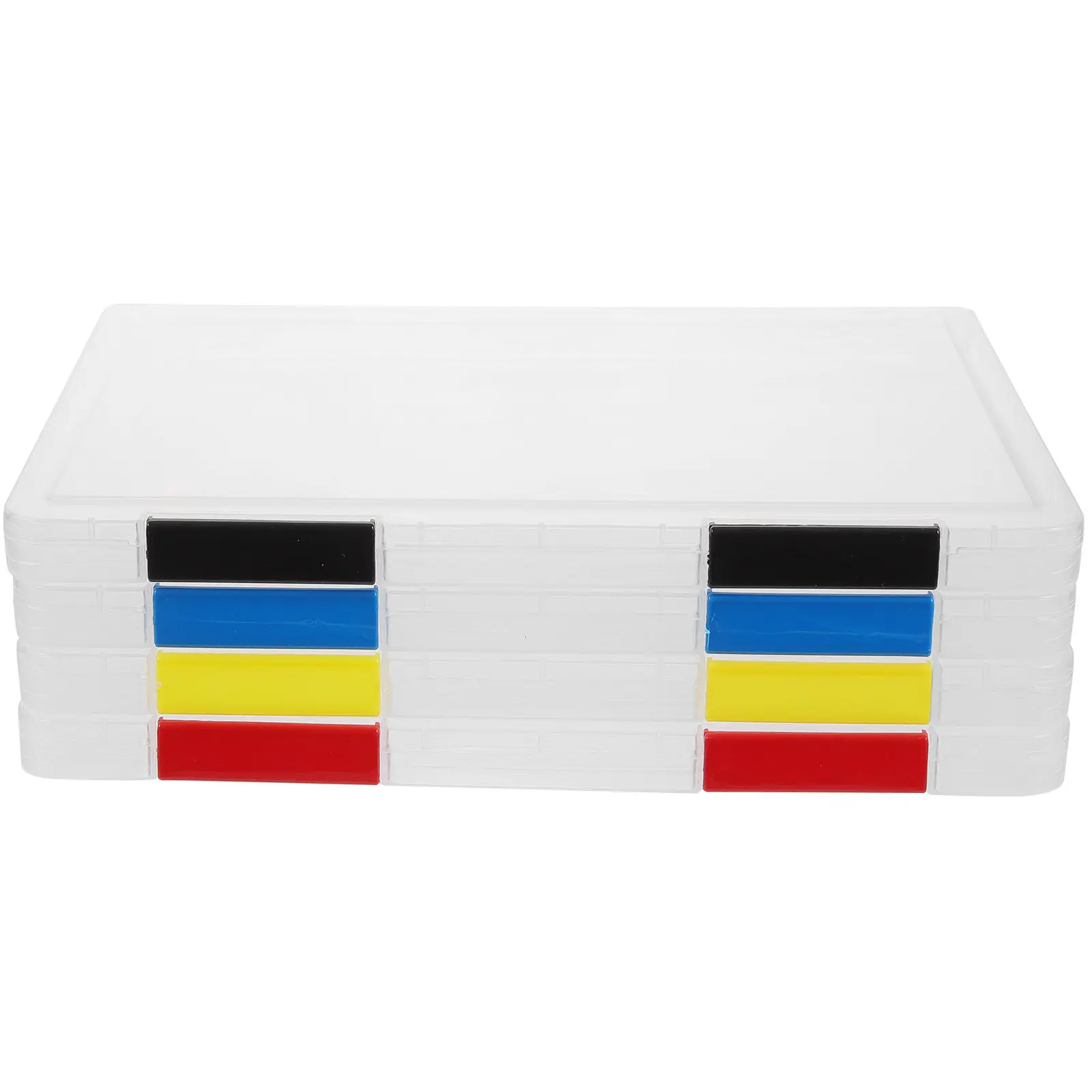 4Pcs Transparent File Box Heavy-Duty Clear Document Storage Container Stackable File Organizer for Contracts Recipes Papers