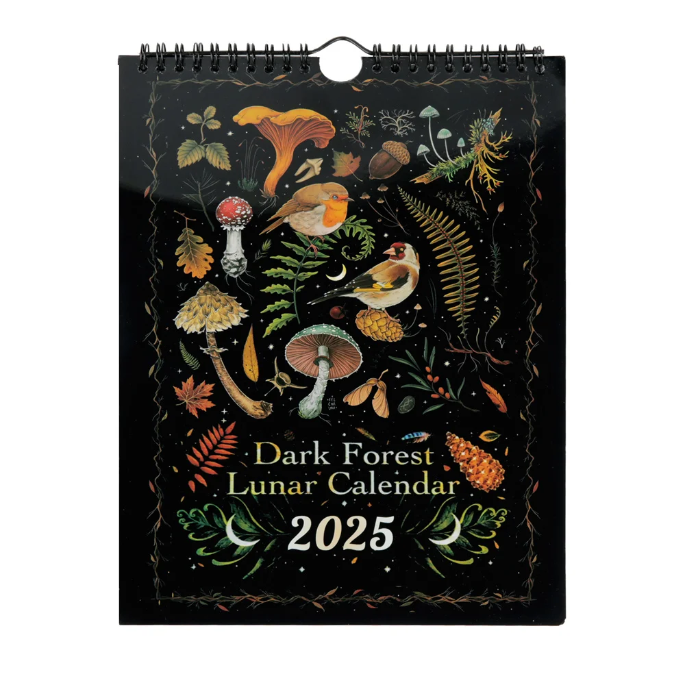 Dark Forest Lunar Calendar 2025 Calendar Colorful Waterink Wall Calendars for Home and Office Oversize Animals Art House Decor