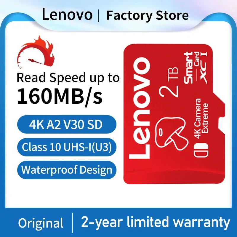 Lenovo SD Memory Card 2TB 1TB 512GB 256GB 128GB Micro Tarjeta SD Clase 10 Ultra Rapida Waterproof SD Card For Nintendo Switch