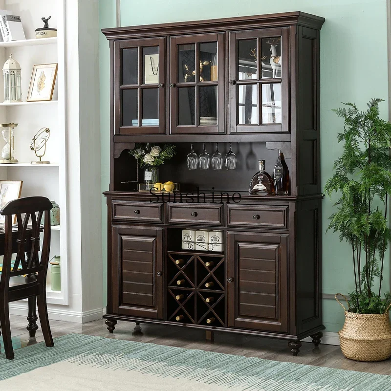 

American all-solid wood wine cabinet restaurant home display storage cabinet