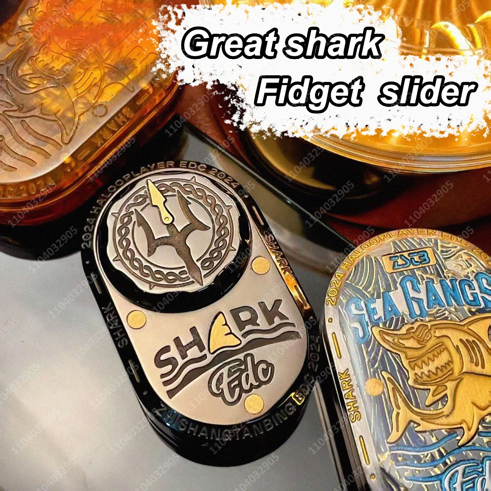EDC グレートシャーク インフィニット フィジェットスライダー メタル フィジェットスピナー カードプッシュクリッカー ストレス解消 不安軽減 おもちゃ 大人向けギフト