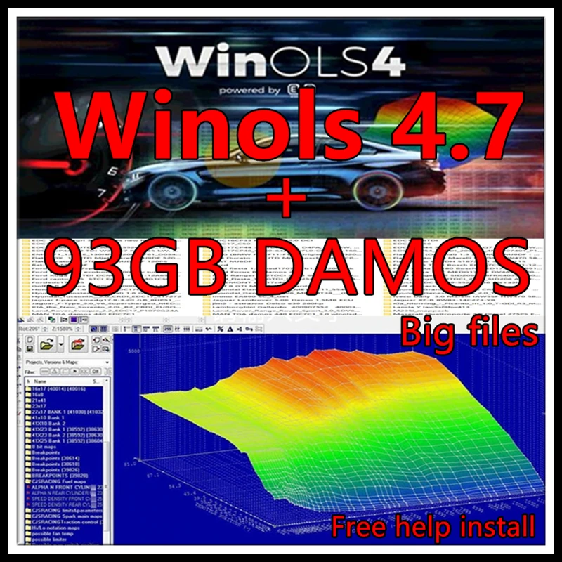 최신 Winols 4.7 소프트웨어 + 93GB WINOLS DAMOS 빅 아카이브 Damos Mappacks NEW 2022 2021 2020 칩 튜닝 맵 파일 ECU Mappack