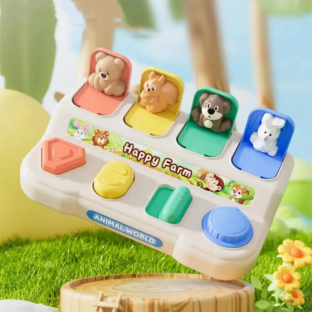 Montessori peekaboo interruptor caixa botão dos desenhos animados animais brinquedo sensorial colorido abs interativo caixa de brinquedos animais crianças presentes