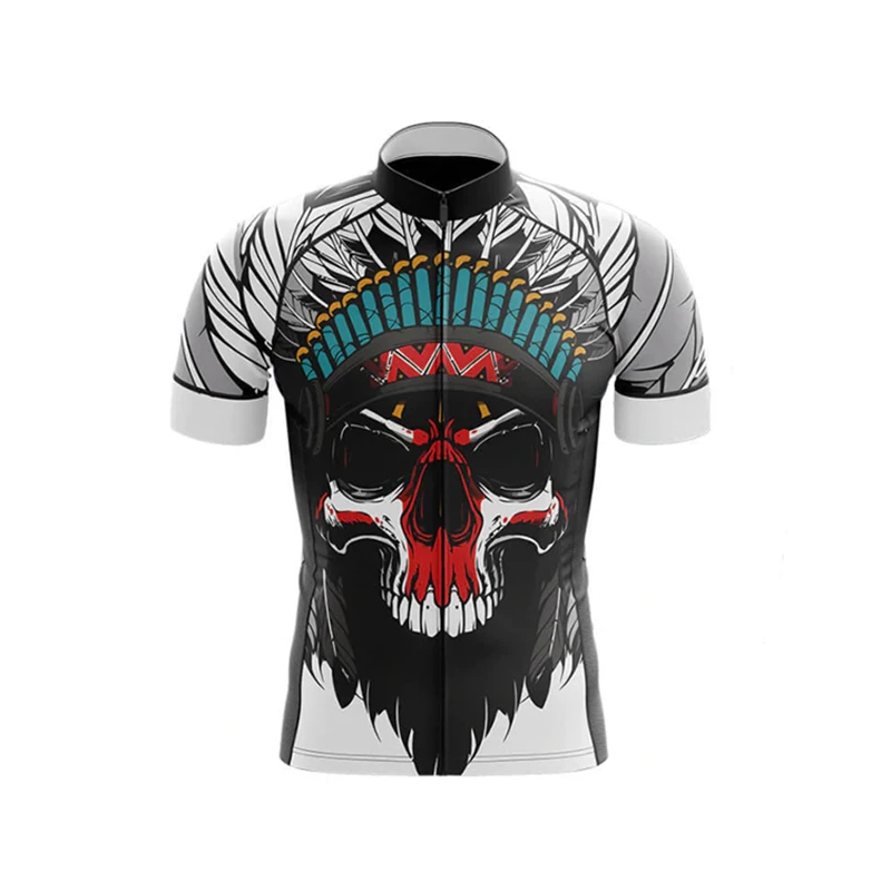 Summer Men Skull Cycling Jersey MTB Bike Shirt Downhill Cycle Team Road Clothes Mountain Bicycle Uniform Quick-dry Ropa Ciclismo