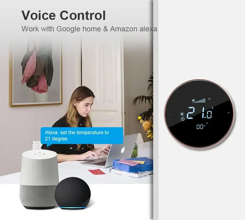 مروحة رقمية بانداري HVAC، 3 سرعات للتحكم في المنزل الذكي، ترموستات واي فاي مع مستشعر خارجي #6