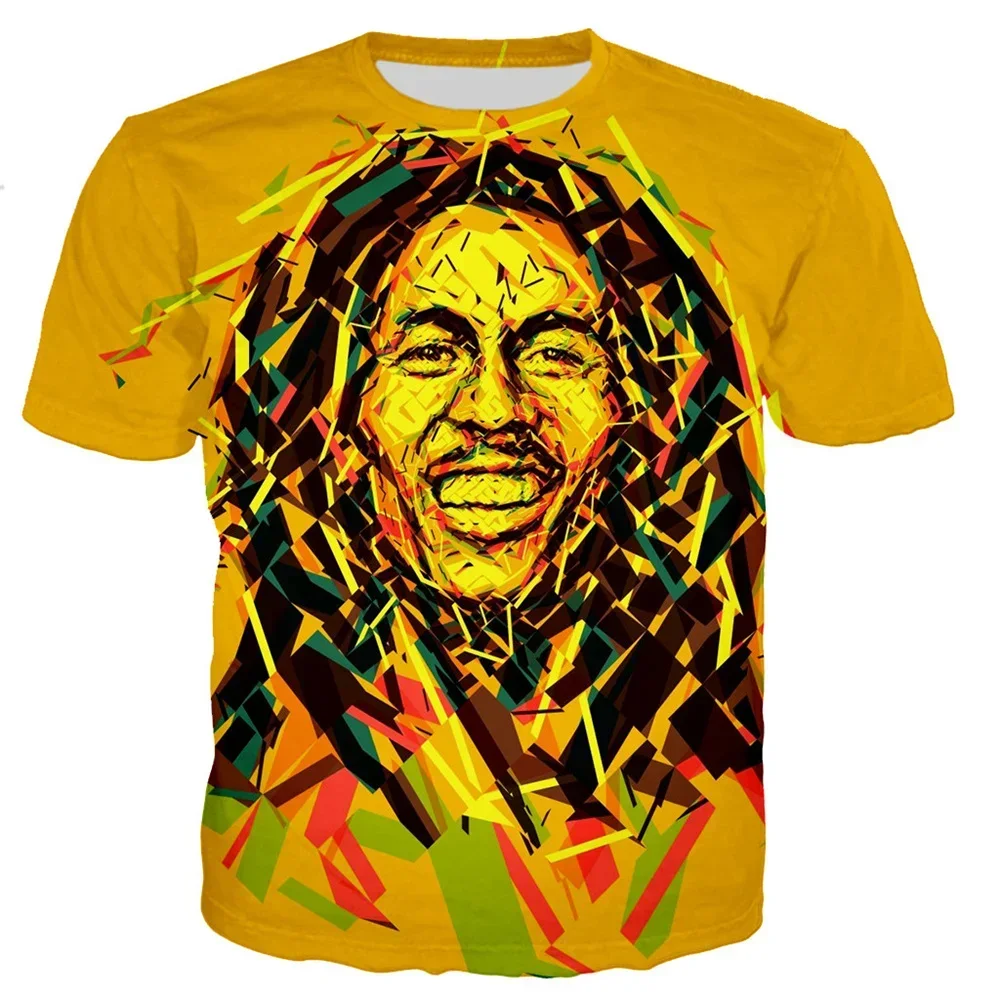2024 New 3D Print Singer Bob Marley Tshirt Men Cartoon Men's T-shirts Teens High Street Tshirt Women Camping Unisex Sportswear