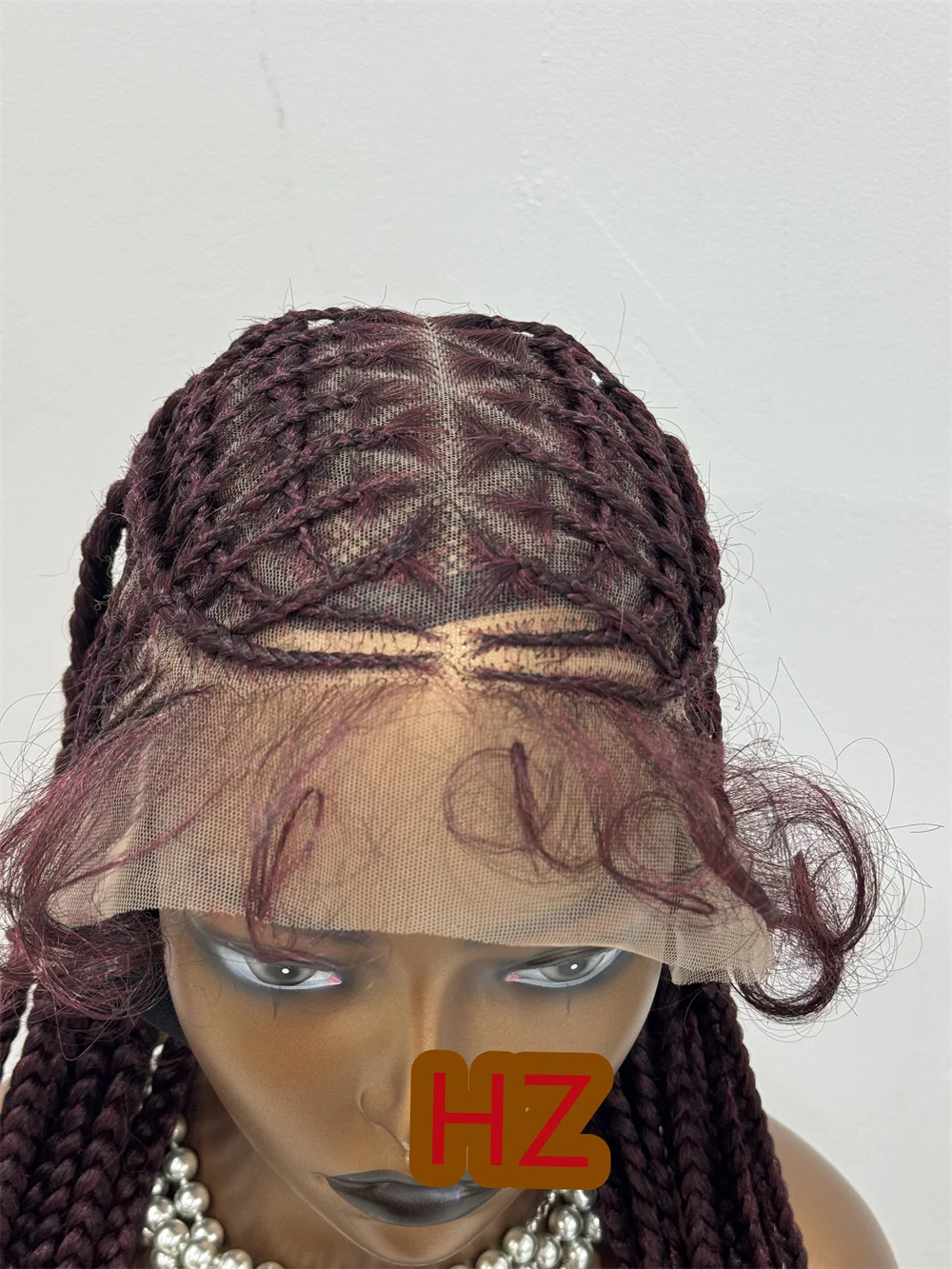 Pelucas sintéticas trenzadas para mujeres negras, cabello trenzado de encaje completo con pelo de bebé, sin nudos, diosa, HZ # 99J