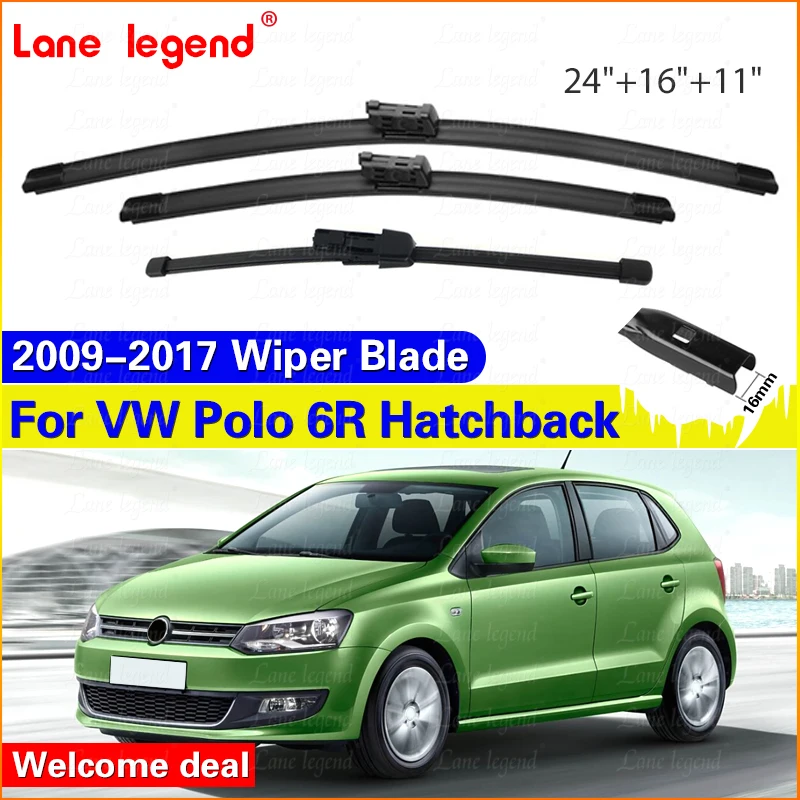 

Windshield Windscreen Wiper Blades For VW Polo 6R Hatchback Front Rear Set 2017 2016 2015 2014 2013 2012 2011 2010 2009