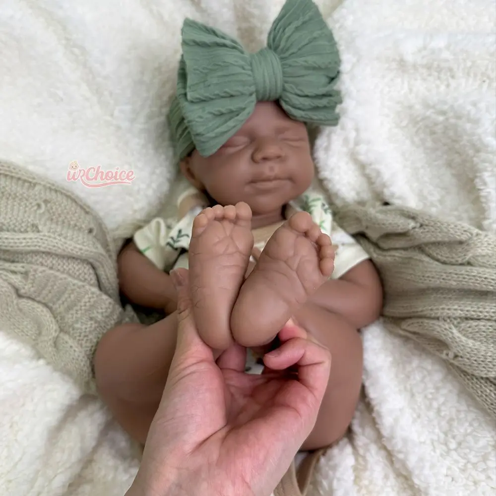 19 بوصة الجلد الداكن غير مطلي السيليكون ولد من جديد طفل فتاة / صبي واقعي يدوي الصنع دمية فارغة سهلة التنظيف للفنان المجمع
