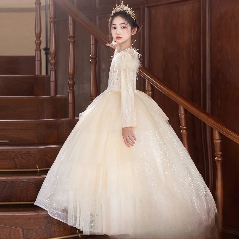 子供ドレス 高級プリンセスドレス フラワーガール ウェディングガールズ ピアノ演奏ドレス