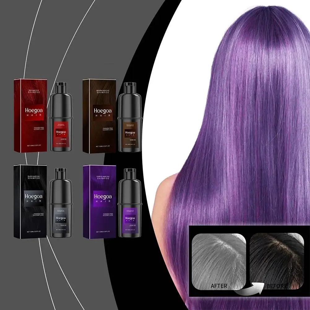 Herbal Hair Dye Shampoo Nourishing Repair Scalp Long Red Lasting Hair Puple Use Men Shampoo Color Black Color Brown Home Wo U9O0