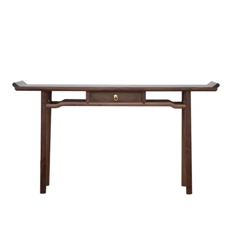 

Black walnut upturned strip case ancient middle hall table new Chinese light luxury simple all solid wood Zen furniture