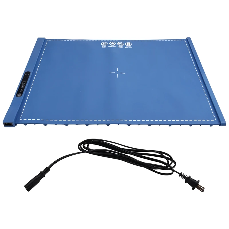 Heating Tray Home Silicone Warming Plate Foldable With 3 Adjustable Temperature US Plug Blue