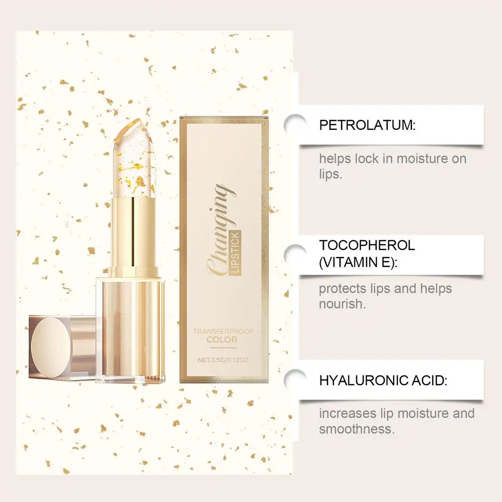 Ph Color Reacts Lippenbalsam mit Blattgold - Pflegender, langanhaltender, nicht fettender Lippenstift, spendet Feuchtigkeit und repariert spröde Lippen für Frauen. – Detail 9