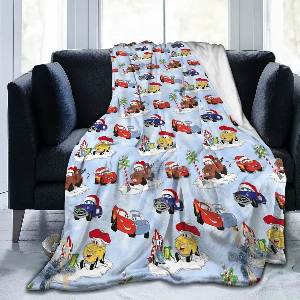 Cars Rains McQueen Cars Cartoon Throw Blanket, Soft Warm Blanket, Couvre-lit au glouton pour chambre à coucher, Couvre-lit esthétique, Noël