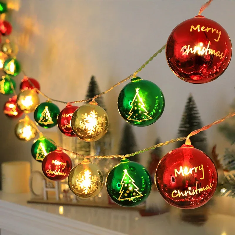 Christmas Decorative Lights String Balls Stars Garland Battery-operated Garland Xmas Tree New Year Home ChristmasDecor Supplies