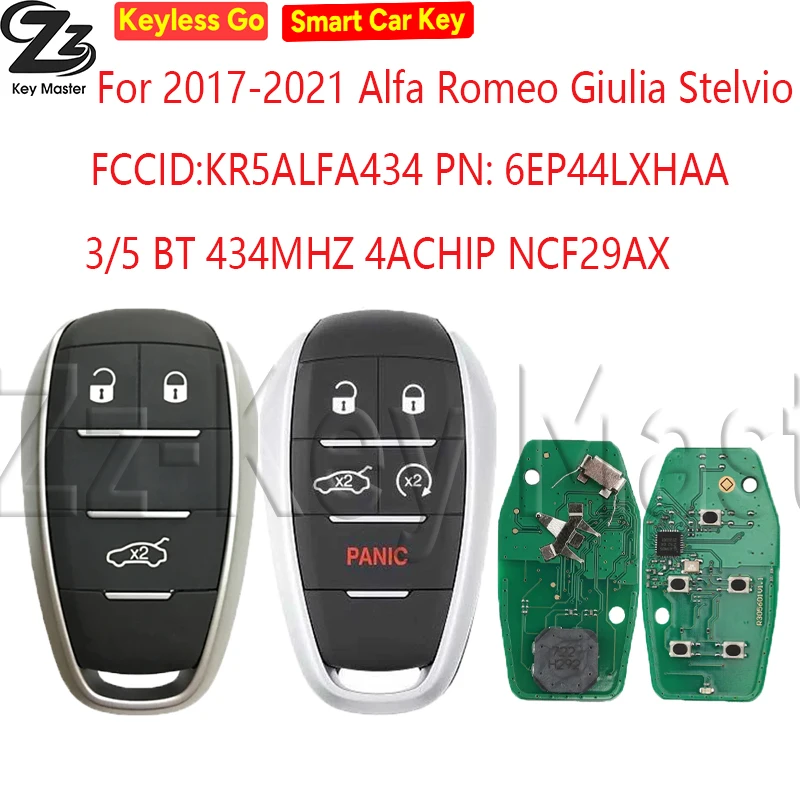 

Магазин Zz-KeyMaster для Alfa Romeo Giulia Stelvio 3/5BT 2017-2021 гг., смарт-ключ, артикул: 6EP44LXHAA FCCID: KR5ALFA434 4A ЧИП 433 МГц