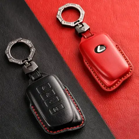 leather key cover layer for Lexus ES series 4 button shaped car key cover  men
