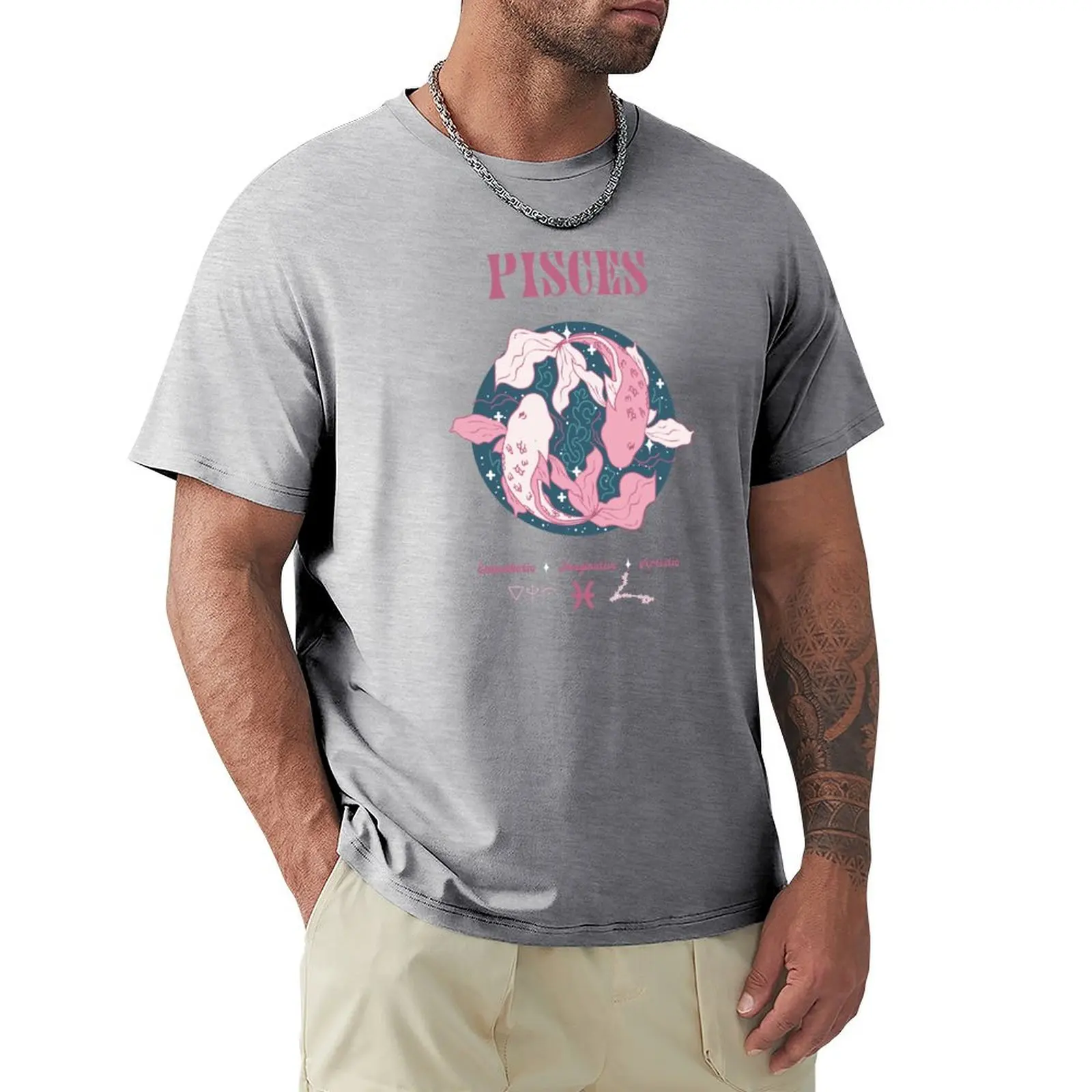 Pisces Fish - Pink T-Shirt funnys tops oversizeds workout shirts for men