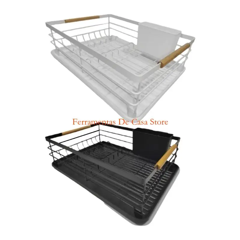 

Portable Sturdy Dish Drainer Rack Featuring Adjustable Compartments and Drip Pan for Efficient Countertop Drying B03E