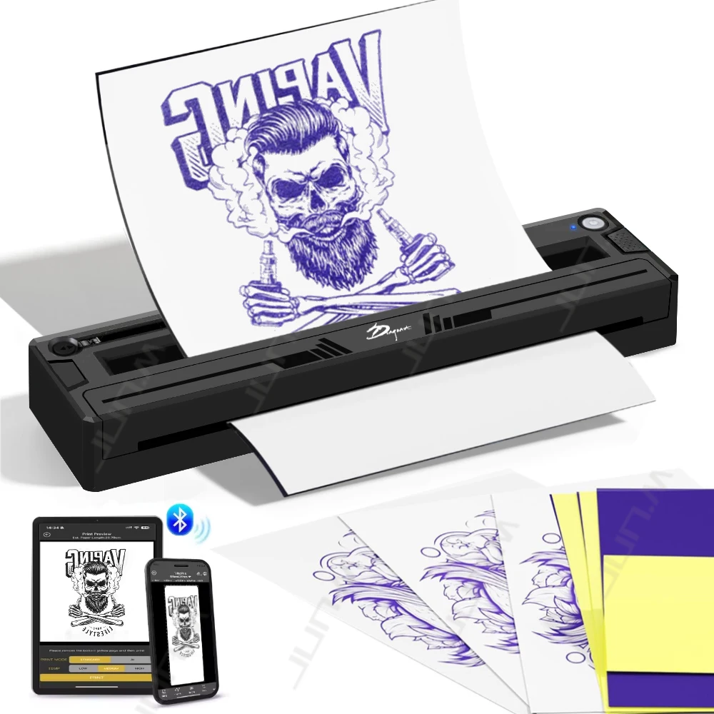 

NEW Wireless Tattoo Transfer Printer Portable Bluetooth Thermal Stencil Machine Print Realistic Portraits Compatible Phone & PC