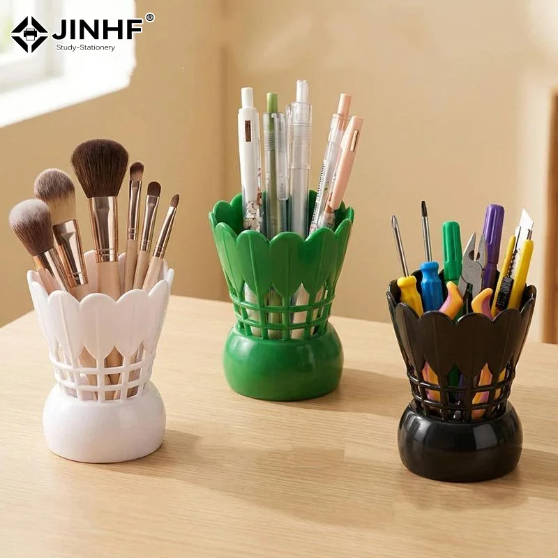 Cute 3D Printed Desk Organizer Badminton Pen Holder Gift Creative Stationery Stand Home Office Ornaments Pen Storage Holderute