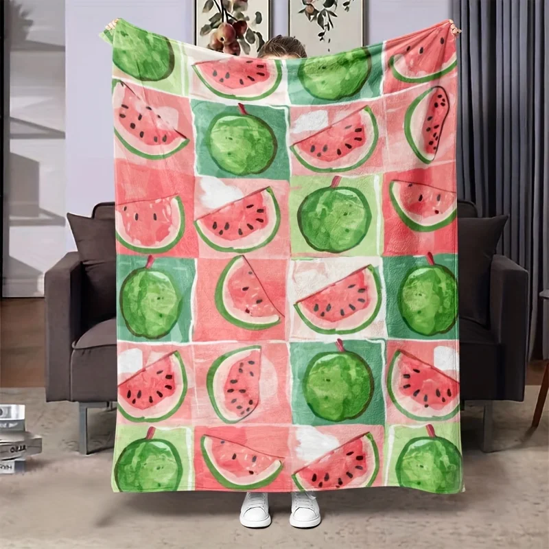 

Watermelon Slice Bliss Blanket Reversible Flannel Throw for Summer Fun AllSeason Comfort Fruity Freshness Gift