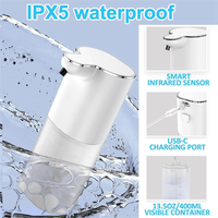 AEE4-Automatic Liquid Soap Dispenser, 13.5Oz/400ML Wall Mount Soap Dispenser, USB Rechargeable, Touchless Hand & Dish Soap