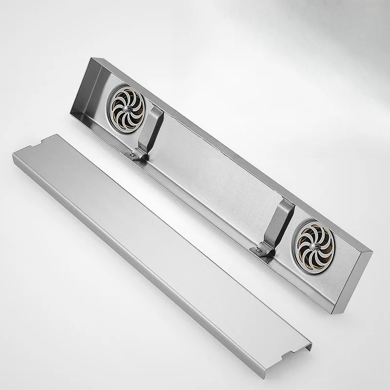 

Stainless Steel Large Displacement Invisible Double Hole Odor Proof Floor Drain, Bathroom Double Row Water Outlet Floor Drain