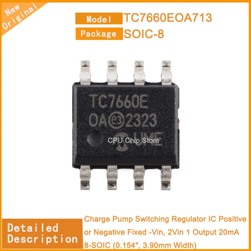 10Pcs/Lot  New Original  TC7660EOA713  TC7660  Regulator IC Positive or Negative Fixed -Vin, 2Vin 1 Output 20mA 8-SOIC